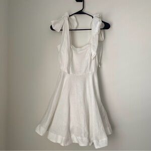 DISSH Aisle White Linen Mini Dress, Bow Ties
